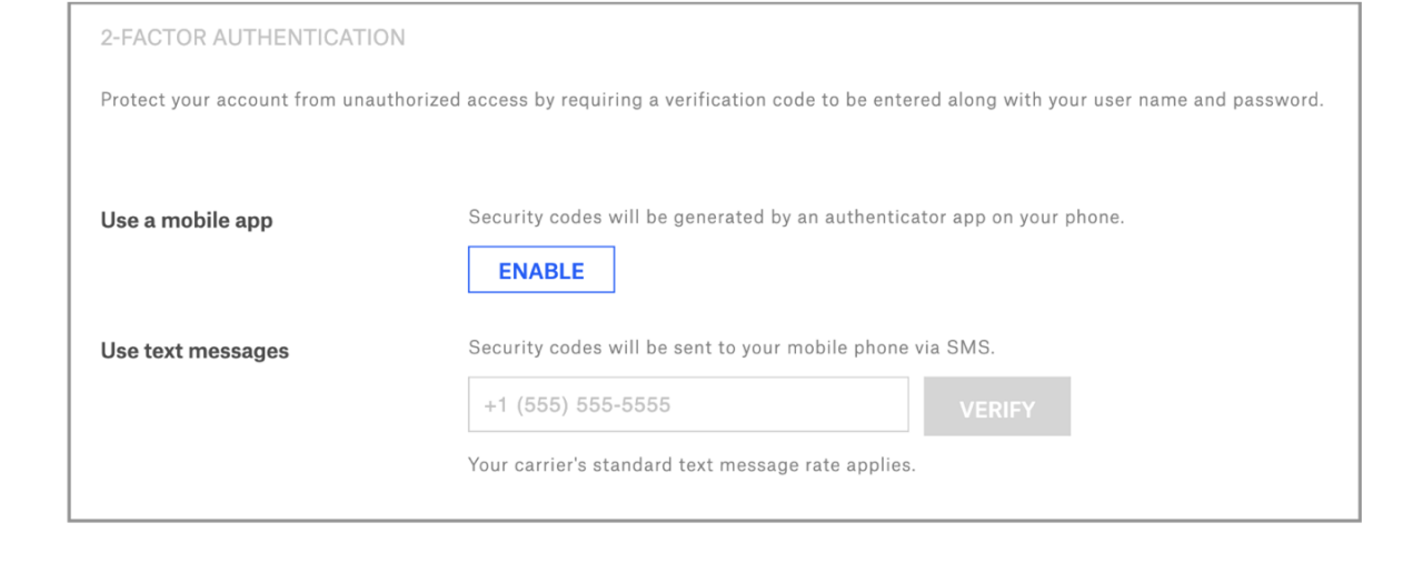 Sign two-factor authentication screenshot