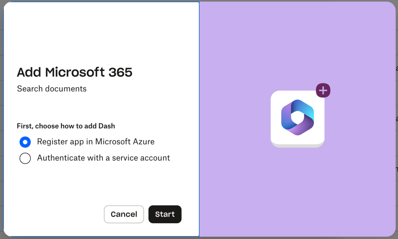 Invite « Choisissez comment ajouter Dash »