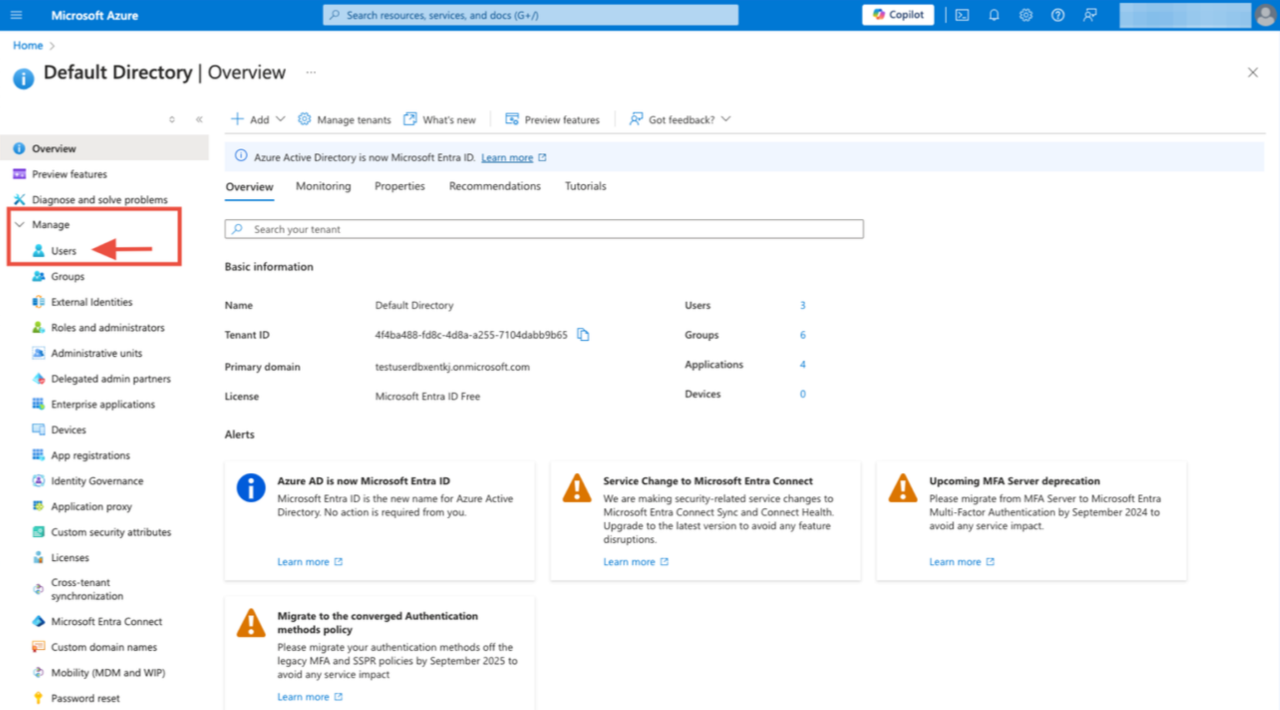 Cliquez sur Utilisateurs
