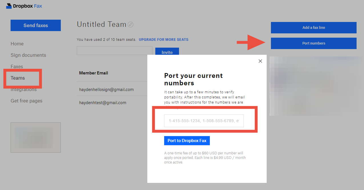 Pop-up Port ke Dropbox Fax