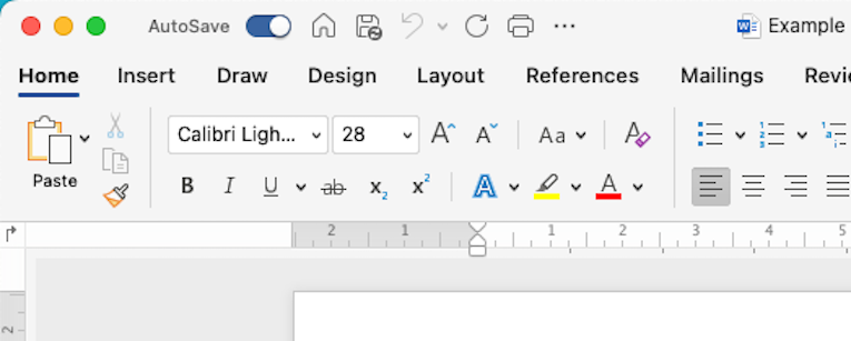 Word desktop app AutoSave toggle