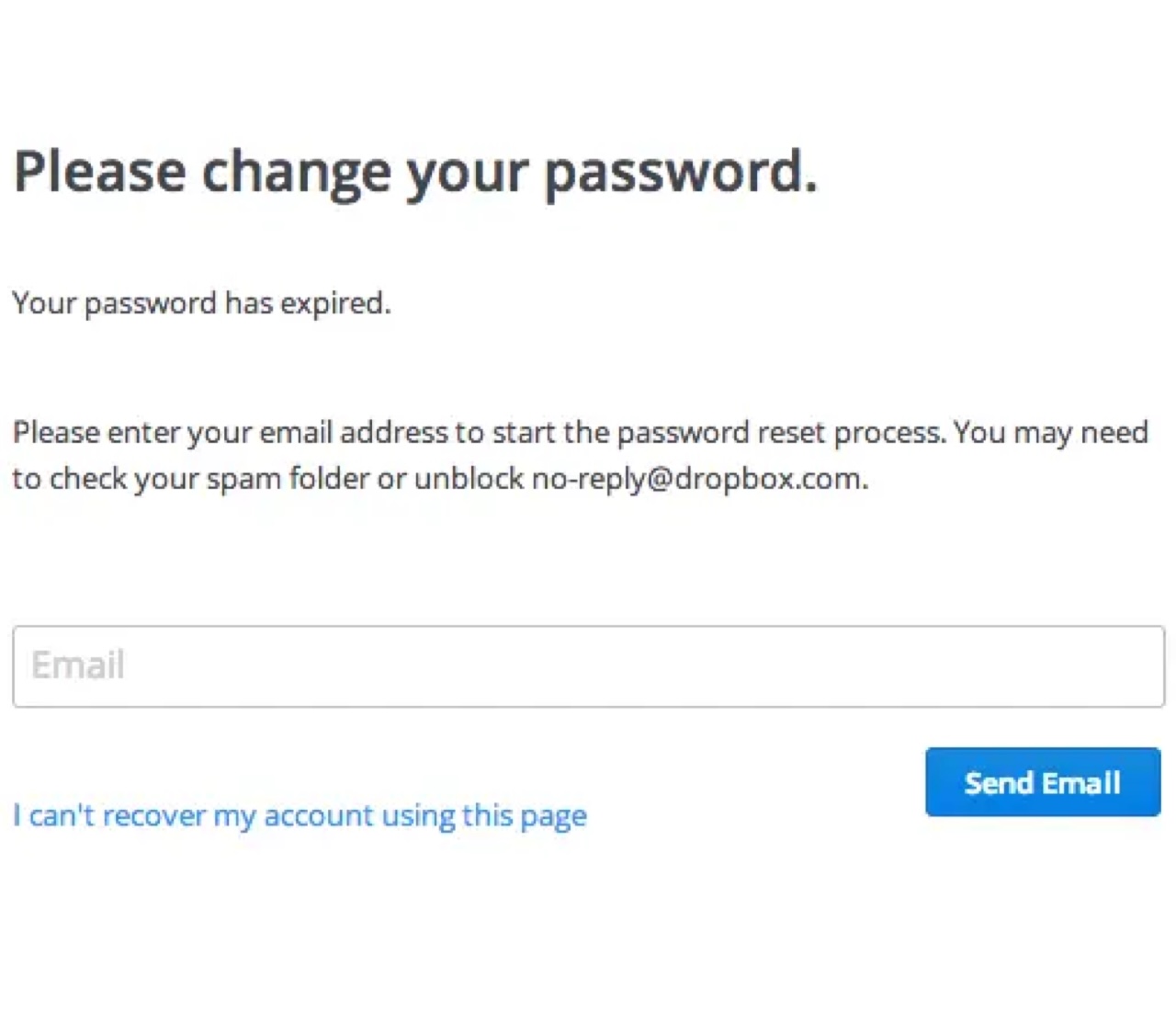 messaggio sulla scadenza della password