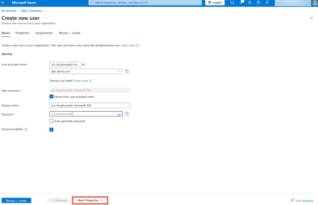 ［次へ：プロパティ］をクリック
