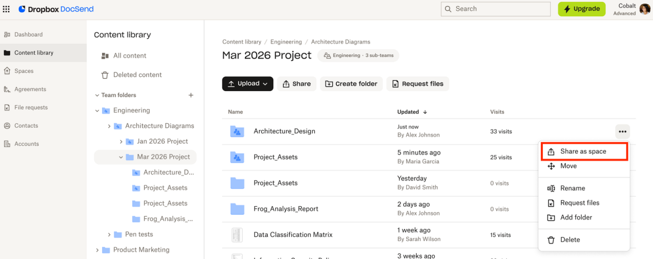 Create Space from Content folder