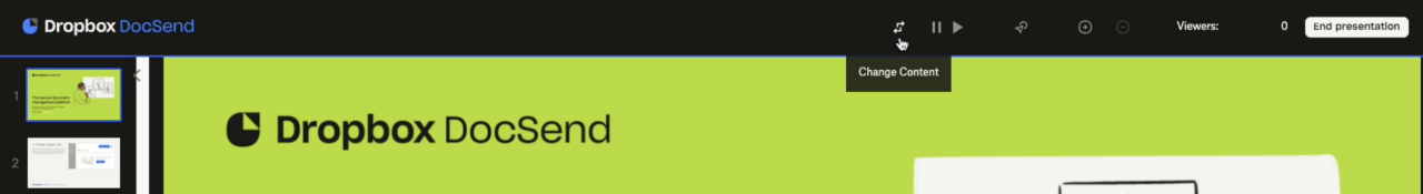 Change Content button in toolbar