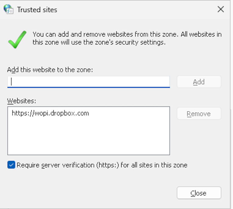 Set Dropbox as a trusted source, step 2