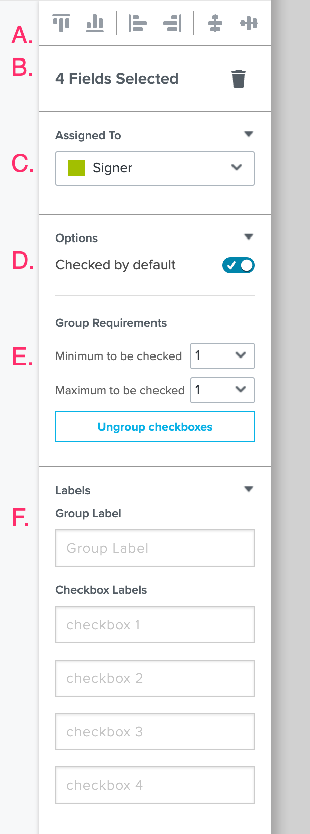 Grouped checkboxes settings