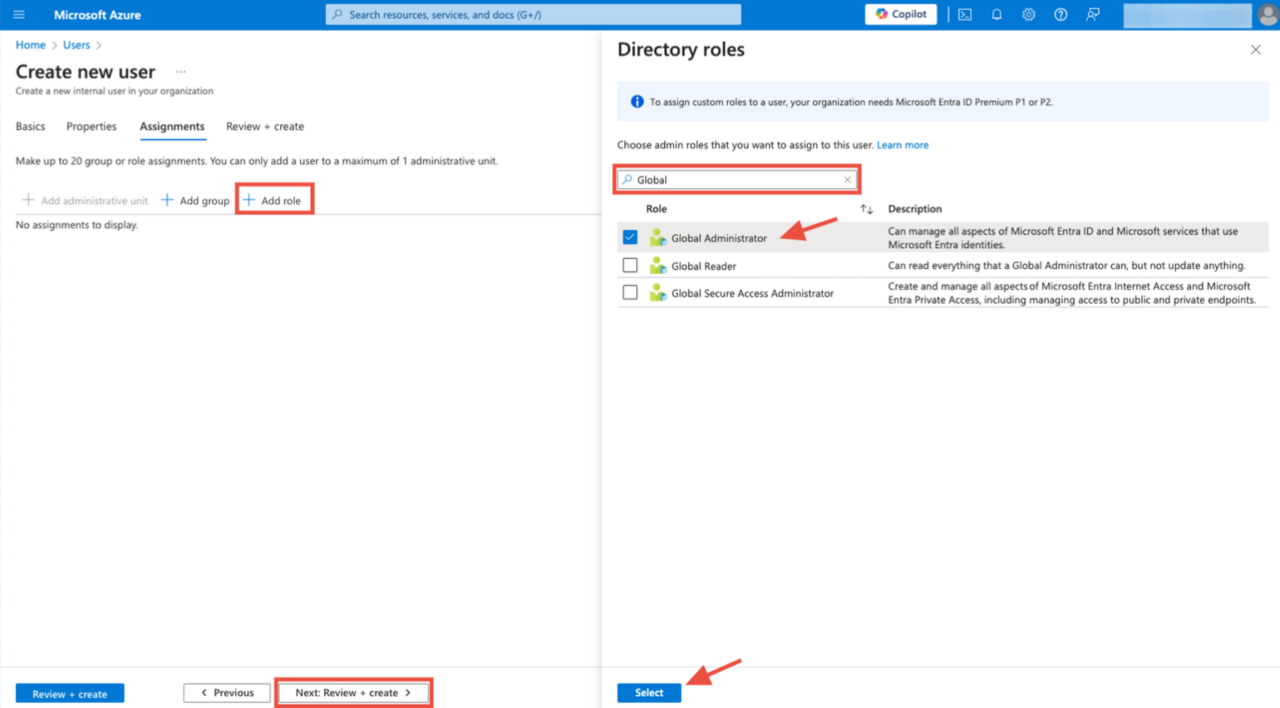 Create new user window